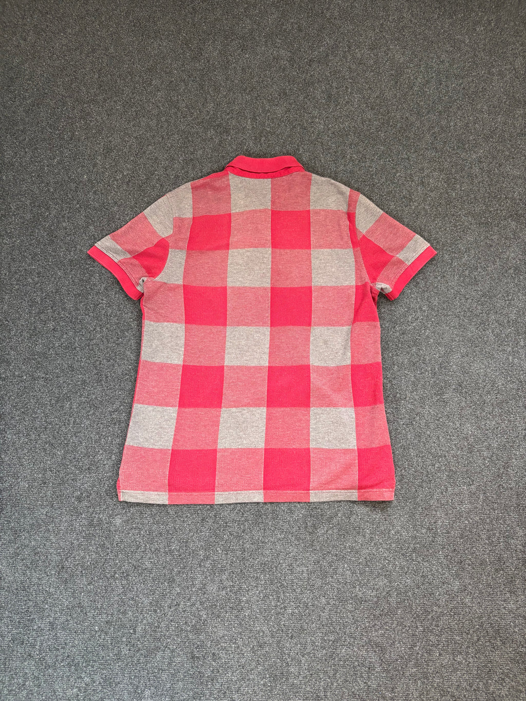 Tommy Hilfiger Poloshirt – Rot/Grau kariert (Größe M, Custom Fit)