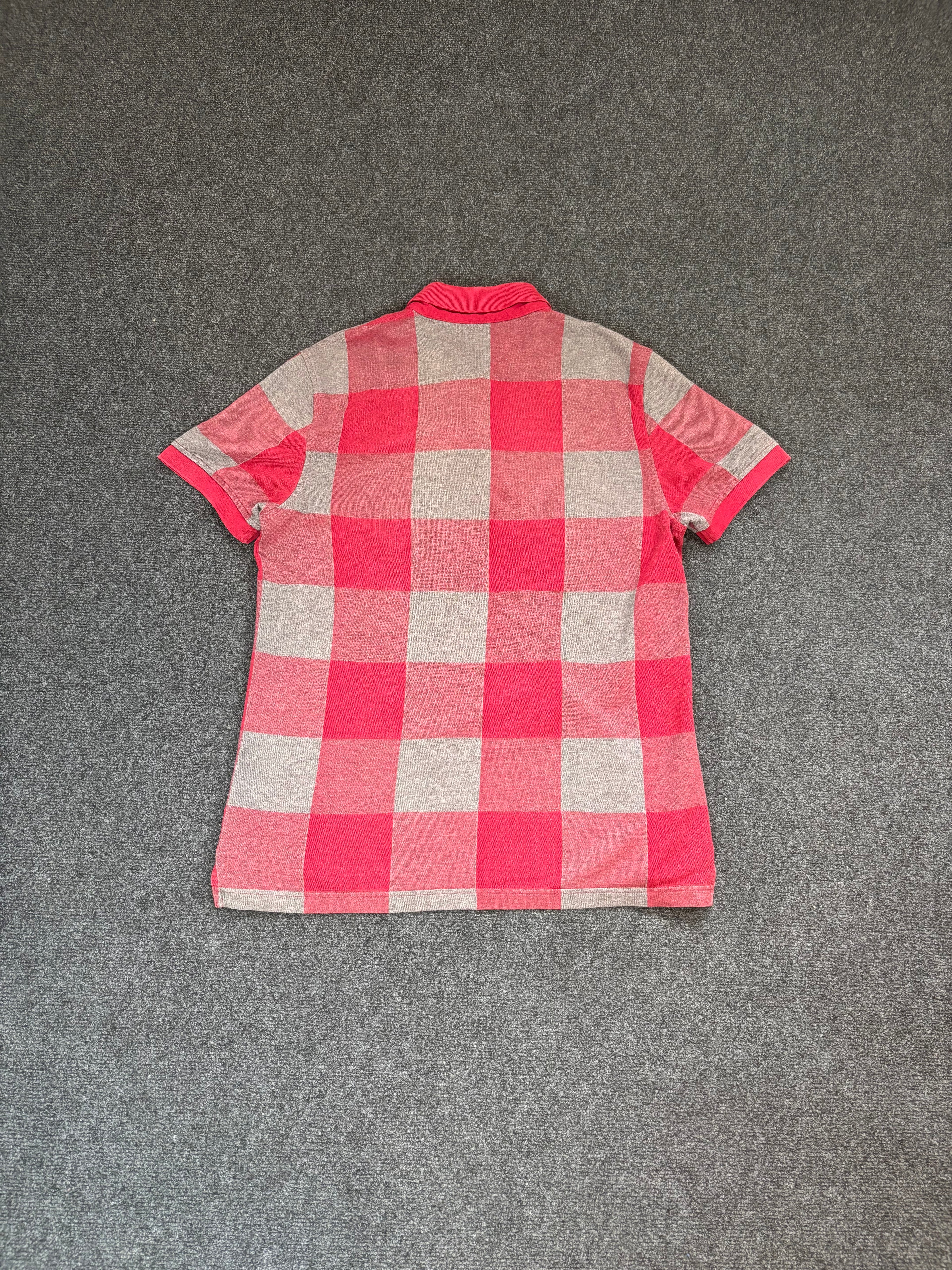 Tommy Hilfiger Poloshirt – Rot/Grau kariert (Größe M, Custom Fit)