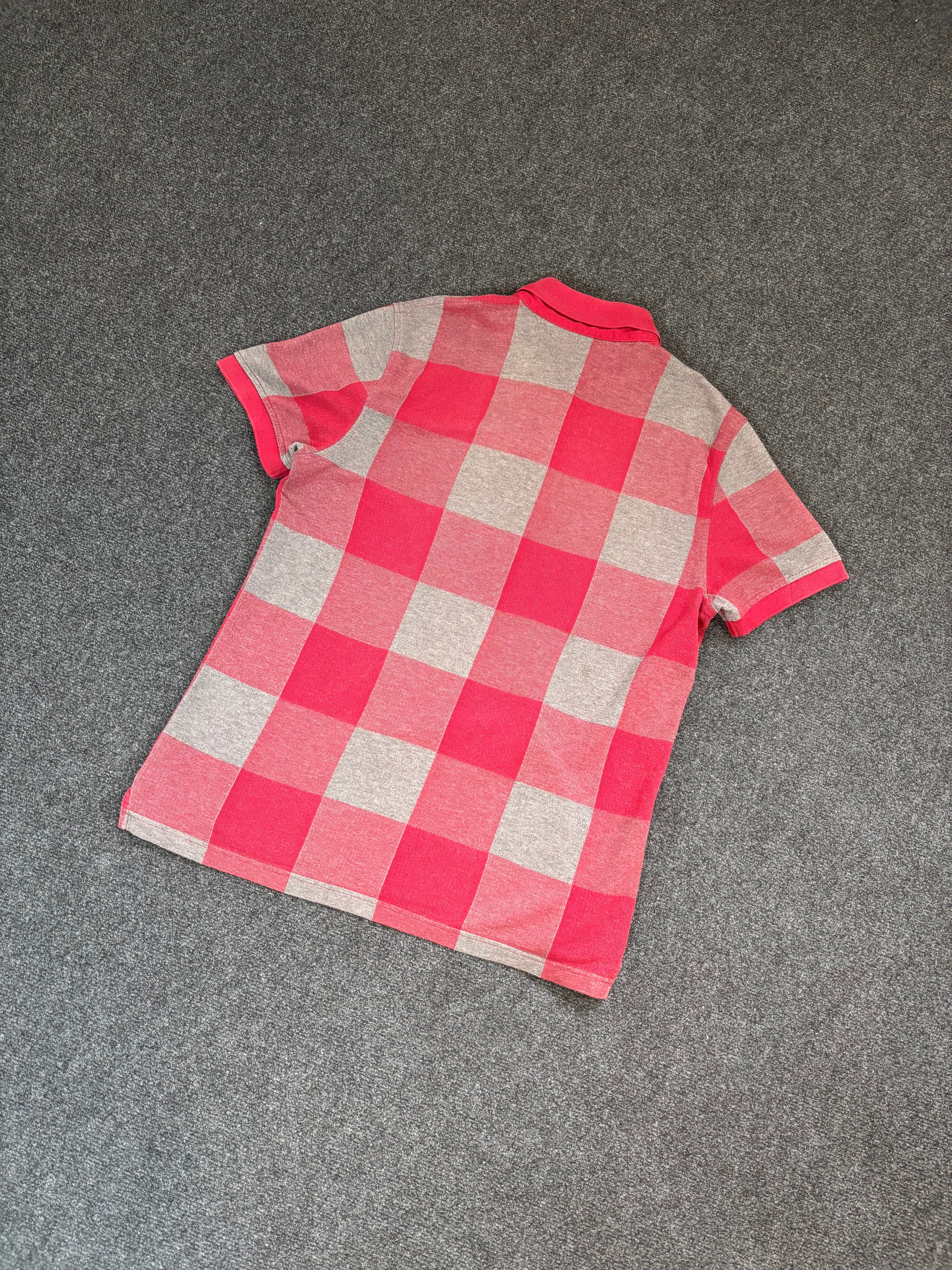 Tommy Hilfiger Poloshirt – Rot/Grau kariert (Größe M, Custom Fit)