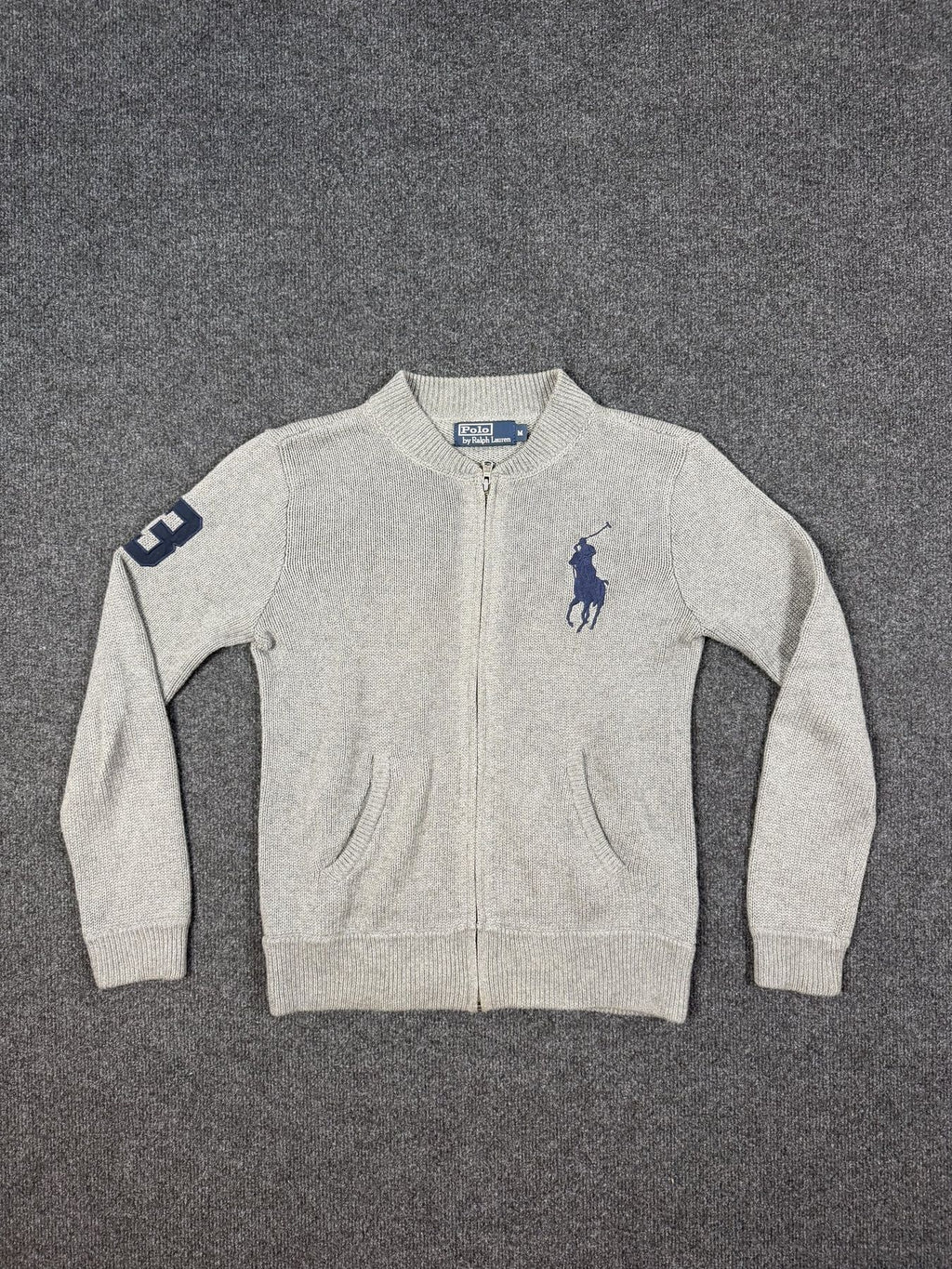 Polo Ralph Lauren Big Pony Zip Cardigan – Grey