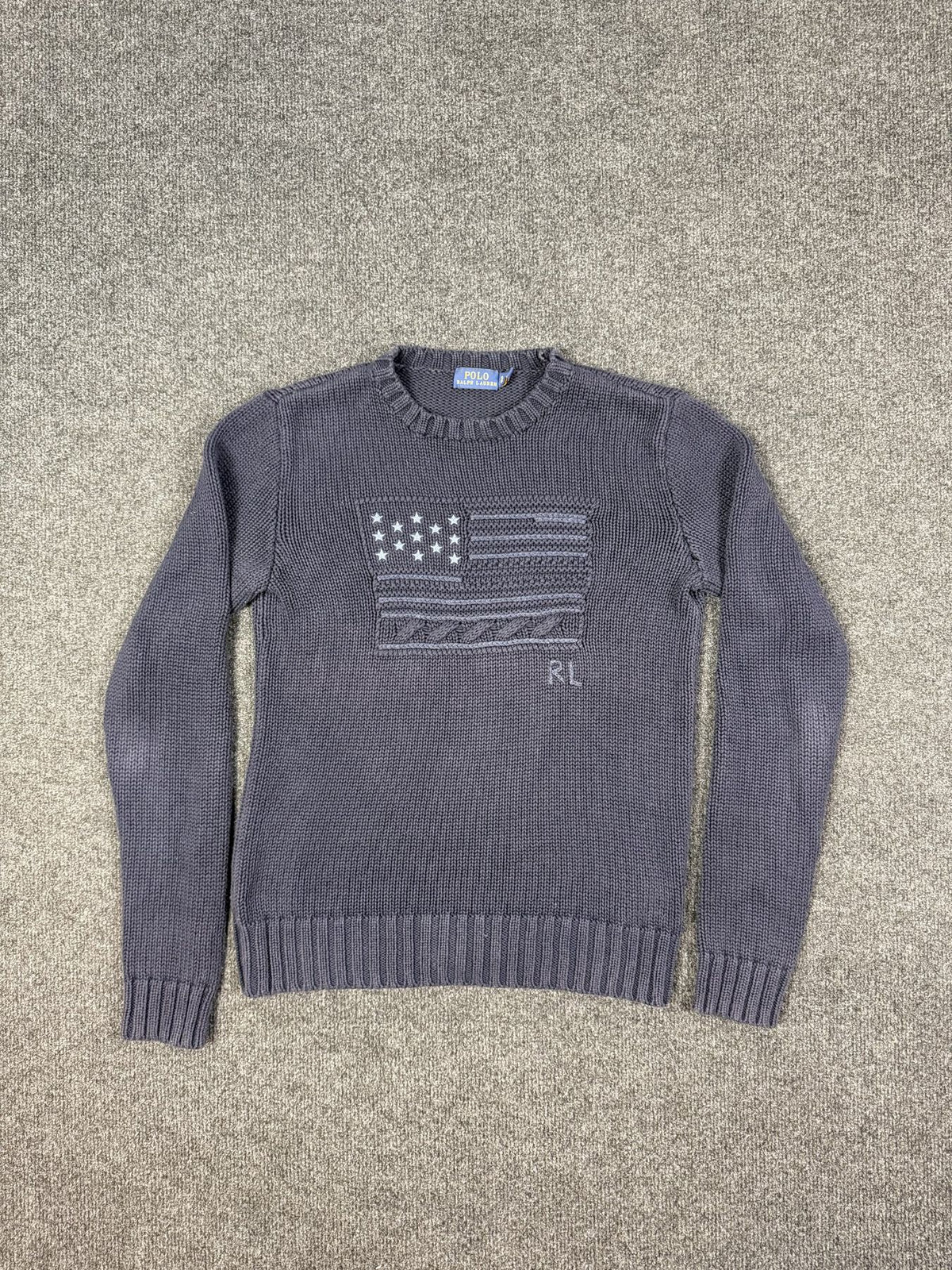 Polo Ralph Lauren USA Flag Knit Jumper – Charcoal