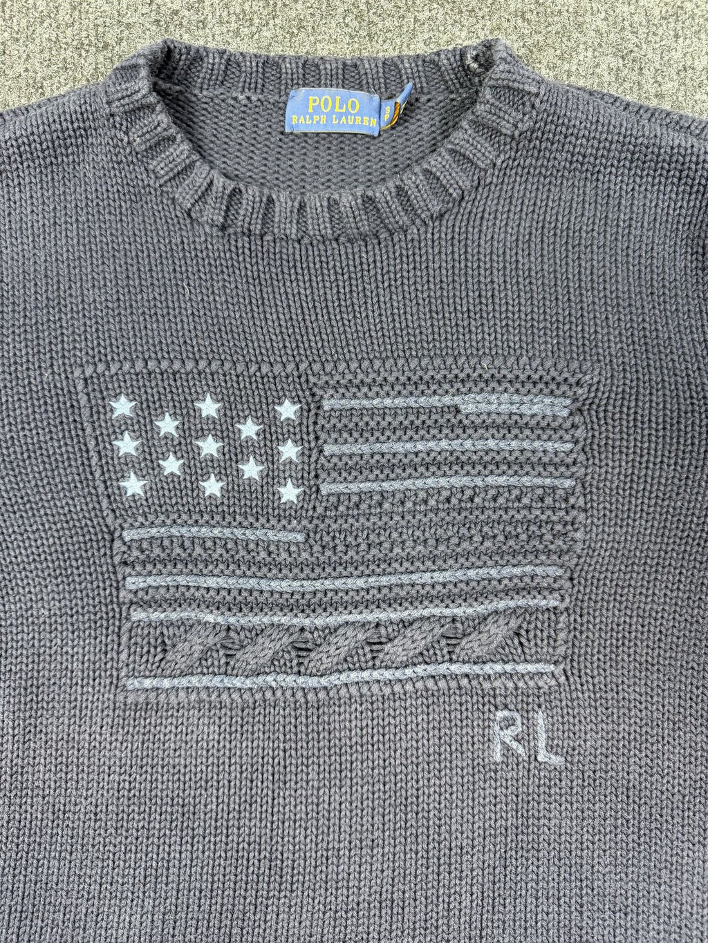 Polo Ralph Lauren USA Flag Knit Jumper – Charcoal