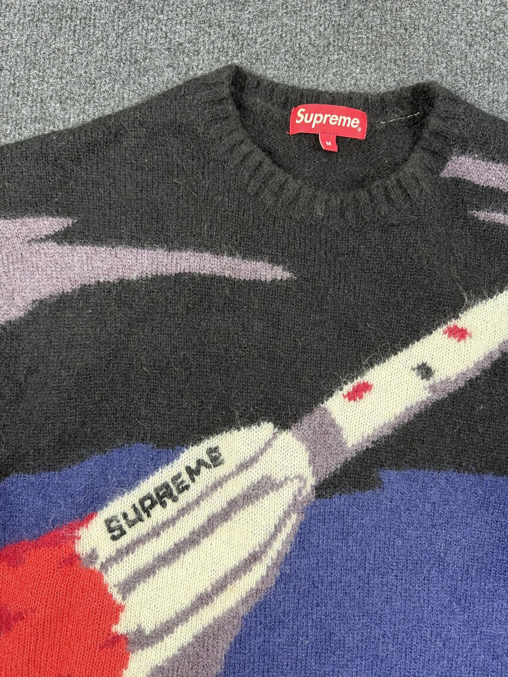 Supreme Knit Jumper – Rocket Motif – Charcoal